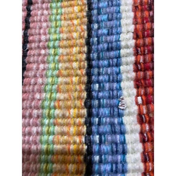 VTG 70s‎ Handmade Tote Bag Stripped Yarn With Snap Closure - Picture 3 of 5